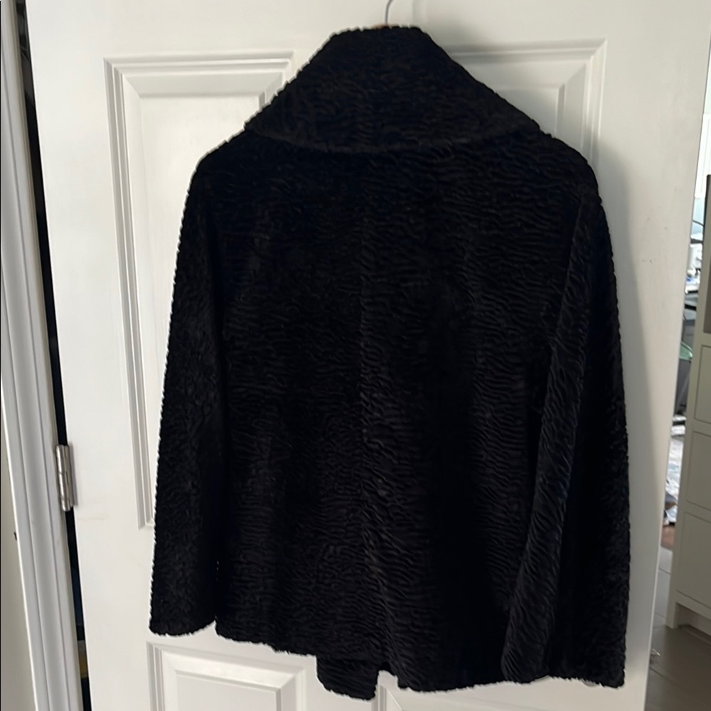 Talbots Black Teddy Jacket Plush pattern dress jacket size medium - Picture 10 of 12